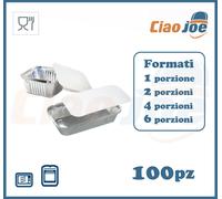 100 Contenitori Vaschette Alluminio Con Coperchio Per Alimenti Asporto