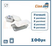 100 Contenitori Vaschette Alluminio Con Coperchio Per Alimenti Asporto