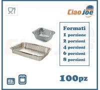 100 Contenitori Vaschette Alluminio Per Alimenti 1 2 4 6 8 Porzioni Asporto