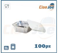 100 Contenitori / Vaschette In Alluminio 1 Porzione Con Coperchio Per Alimenti