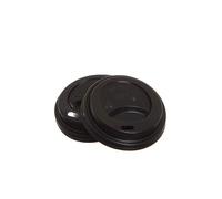 100 Coperchi con foro a beccuccio in plastica nera Ø6cm