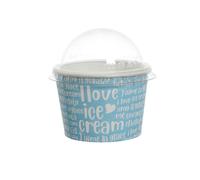 100 Coppette gelato in carta Funny celeste 290ml con coperchio a cupola