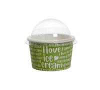 100 Coppette gelato in carta Funny verde 250ml con coperchio a cupola