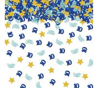 100 coriandoli a doppia cifra, glitter blu e oro per decimo compleanno, coriandoli da tavolo per ragazzo, numero 10, decorazione da tavolo per anniversario/buon decimo compleanno