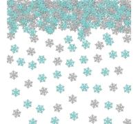 100 coriandoli a forma di fiocco di neve, blu e argento glitterati, coriandoli da tavolo per baby shower, per bambini o ragazze, rivelazione di genere/decorazione da tavola per feste invernali