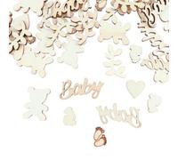 100 coriandoli decorativi in legno, per feste di genere reveal, baby shower, decorazione per battesimo, decorazione da tavolo, in legno, per baby shower, per feste di compleanno