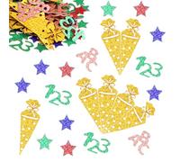 100 coriandoli decorativi per la scuola - Glitter School Cone Table Decoration for First Day of School, confetti per ragazze e ragazzi, decorazioni colorate ABC, 123 e stelle