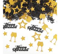 100 coriandoli dorati, 4 design Happy Retirement coriandoli per bicchieri da vino a cinque punte lettere a stella decorazioni da tavolo per feste di compleanno per matrimoni e addii