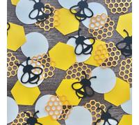 100 Coriandoli Happy Bee Day - Decorazioni da tavola per feste a tema ape - coriandoli tondi dorati nero giallo per baby shower, compleanno, festa a tema ape