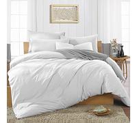 100% cotone egiziano, 1 copripiumino con 2 federe - 600 fili con cerniera - set di biancheria da letto in rasatello e accogliente europeo 3 pezzi, colore: bianco massiccio, dimensioni imperatore.
