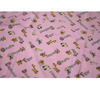 100% COTONE FLANELLA TESSUTO STOFFA wynciette - ANIMALE Rosa - 1Mtr 144cmx100cm