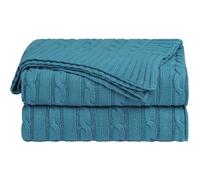 100% cotone soffice filo a maglia lettiere coperta Teal Blu 70 x 78 "