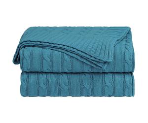 100% cotone soffice filo a maglia lettiere coperta Teal Blu 70 x 78 "