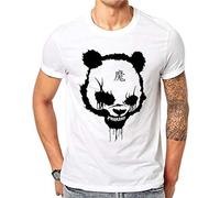 100% Cotton Gothic Style Hip Hop Men's Tee Harajuku Summer Fashion Panda 3D Printed Shirt Casual T Shirt Tees Slim T Shirts White XL