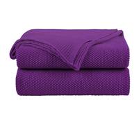 100% Cotton Knit Throw Blanket for Bed Sofa Home Decor 50" x 60" Purple