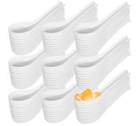 100 cucchiai da zuppa asiatici, con gancio, wonton cinese, riutilizzabili, per riso, cena, in plastica bianca, per gelato Pho Miso Ramen, facili da pulire