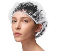 100 cuffie da doccia in plastica, impermeabili, usa e getta, grandi, trasparenti, per saloni, spa, bagno, viaggi, uso domestico, hotel (100 pezzi, 40 cm)