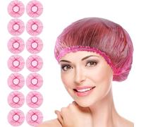 100 cuffie da doccia usa e getta rosa da donna, in plastica, cuffia da doccia, grande cuffia elastica per capelli per uso domestico, hotel, spa e parrucchieri, accessori da bagno, cura della persona