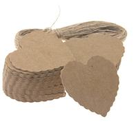 100 cuori a forma di cuore in carta Kraft, ideali come biglietto regalo e cartellino per prezzi, 6 X 5,5 cm, colore: marrone