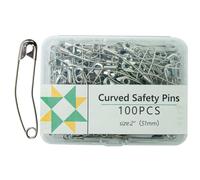 100 Curved Safety Pins, Quilting Pins Curved Basting Pins For Fast Sewing, Jewelry Making, Knitting And Quilting, Rust Steel Pins Kit, For Arts & Crafts/Securing Clothes