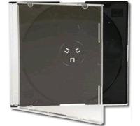 100 custodie CD e DVD jewel slim 5,2mm trasparenti con tray nero