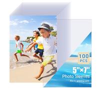 100 Custodie Protettive Trasparenti 13x18 cm - Foderi Archiviazioni Top-Loading per Foto, Collezioni e Documenti - Fogli Senza Acido, Impermeabili con Apertura Superiore (Formato 5x7 Pollici)