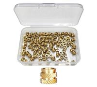 100 dadi in ottone M3 x 4 x 5 mm, con 1 scatola portaoggetti, inserti stampati 3D, dadi in rame zigrinati, dadi in ottone, adatti per la lavorazione e la produzione