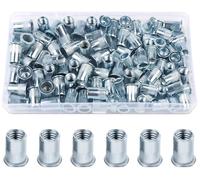 100 dadi per rivetti M6, dadi per rivetti ciechi M6, testa piatta M6, rivetti filettati, dadi filettati in acciaio zincato Rivet Nutsert, manicotto filettato per piastre metalliche, tubi, ecc.