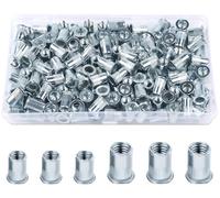 100 dadi rivetti M6 M8, dadi per rivetti ciechi M8 M6, set di dadi filettati a testa piatta, rivet Nutsert in acciaio zincato, manicotto filettato per piastre metalliche, tubi ecc.