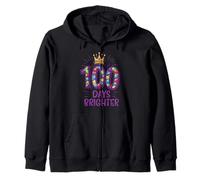 100 Days Brighter School Crown Gems 100th Day per Bambine e Bambine Felpa con Cappuccio