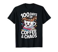 100 Days Coffee Chaos Teacher Funny Back To School Outfit Maglietta