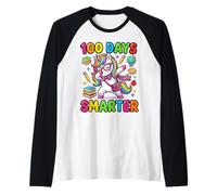 100 Days of School - Fiocco Leopardato a Forma di Unicorno, più Intelligente e Carino Maglia con Maniche Raglan
