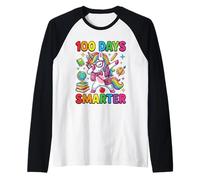 100 Days of School - Fiocco Leopardato a Forma di Unicorno, più Intelligente e Carino Maglia con Maniche Raglan