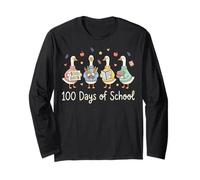 100 Days of School Goose Cute Teacher 100th Day Kids Maglia a Manica