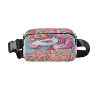 100 Days School unicorni blu Doodle Moda Zipper Marsupio per Donne Uomini Impermeabile con Cinghia Regolabile per Ciclismo Escursionismo Palestra mochilas para hombres de cintura