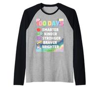 100 Days Smarter 100 Days of School Maglia con Maniche Raglan