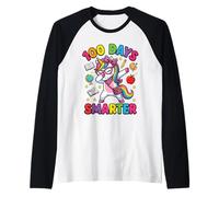 100 Days Smarter, Carino e Carino, con Unicorno e Fiocco Leopardato Maglia con Maniche Raglan