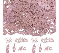 100 decorazioni per l'inizio della scuola, coriandoli grandi, decorazioni per la scuola, per le ragazze, decorazione da tavolo, rosa, sacchetto di zucchero, 123 per l'inizio della scuola, confetti Abc