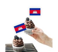 100 decorazioni per torte con bandiera della Cambogia, supporto per cupcake per feste
