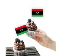 100 decorazioni per torte con bandiera della Libia, supporto per cupcake per feste
