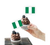 100 decorazioni per torte con bandiera della Nigeria, supporto per cupcake per feste