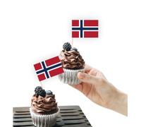 100 decorazioni per torte con bandiera della Norvegia, supporto per cupcake, decorazioni per feste