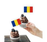 100 decorazioni per torte con bandiera della Romania, supporto per cupcake, decorazioni per feste