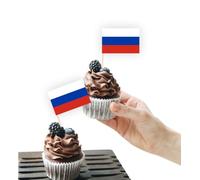100 decorazioni per torte con bandiera della Russia, supporto per cupcake per feste