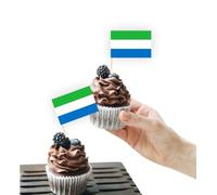 100 decorazioni per torte con bandiera della Sierra Leone, supporto per cupcake per feste