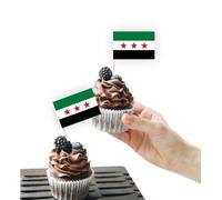 100 decorazioni per torte con bandiera della Siria, supporto per cupcake e decorazioni per feste