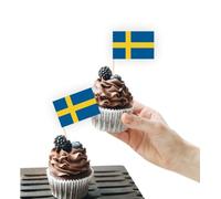 100 decorazioni per torte con bandiera della Svezia, supporto per cupcake, decorazioni per feste