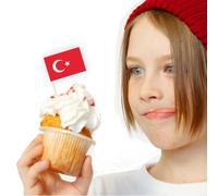 100 decorazioni per torte con bandiera della Turchia, supporto turco per cupcake, decorazioni per feste