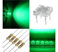 100 diodi led PIRANHA SUPERFLUX 3 mm VERDE + 100 resistenze 1/4 W 470 OHM