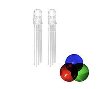 100 diodo luminoso LED da 5 mm, anodo comune a 4 pin, RGB a tre colori (rosso/verde/blu), trasparenti a LED rotondi, componenti elettronici, display diodi luminosi